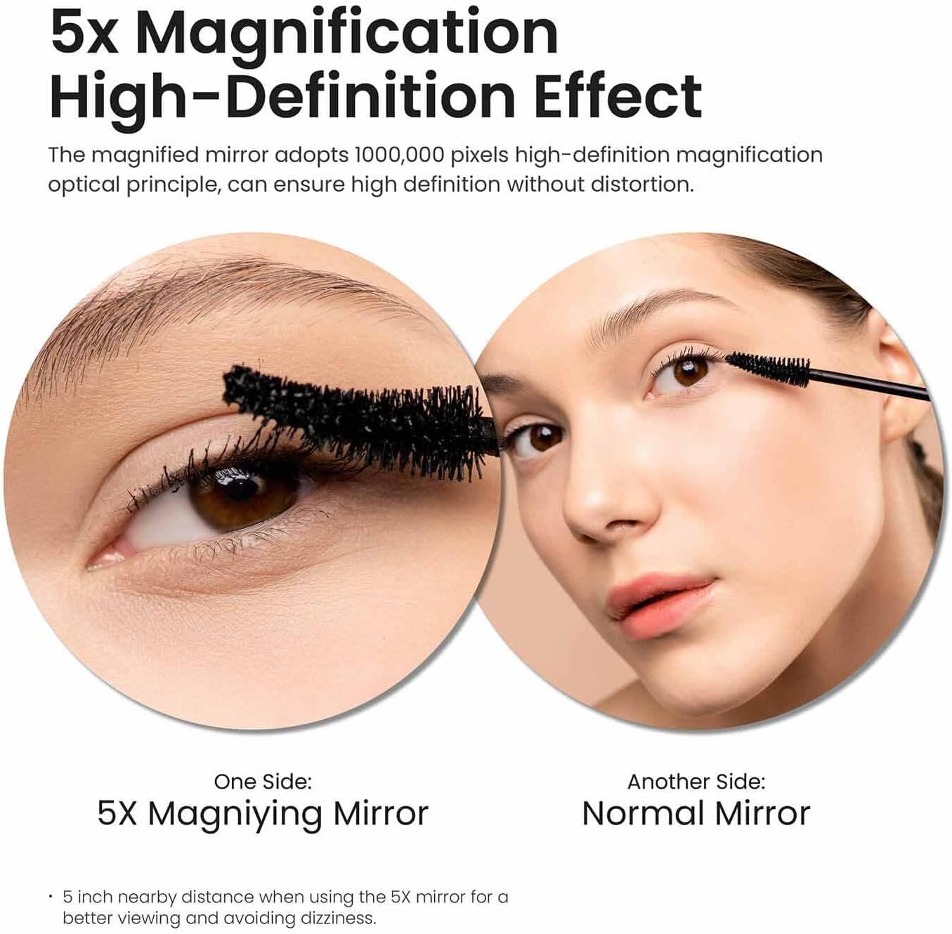 KIBI Circular Wall Mount Makeup Mirror, Dual-Sided 1x/5x Magnifying Mirror with Extendable Arm, 360° Swivel, Solid Brass Construction for Durability and Style (Brushed Gold, KMM100)