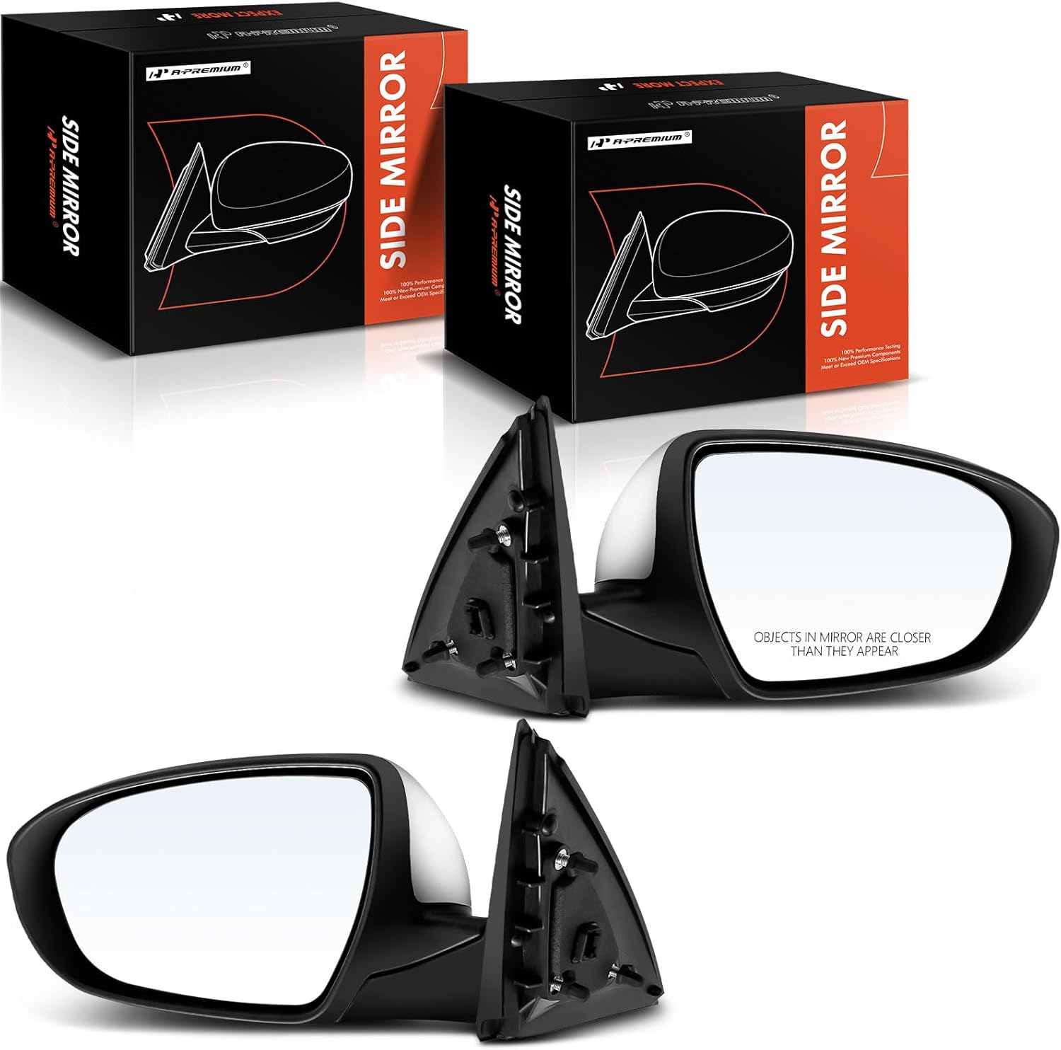 A-Premium Pair (2) Driver and Passenger Side Power Door Mirror - Compatible with Kia Optima 2012 2013 - Heated Power Folding Outside Rear View Mirror w/Turn Signal (Chrome)