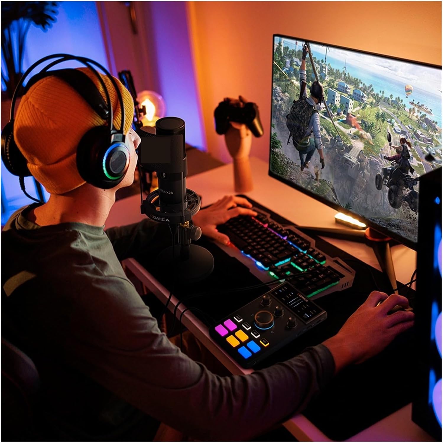 Sound Card Kit AD Sound Card Kit with Voice Changer USB Interface External Mic Adapter Soundcard Mixer Studio Setup for Recording Music