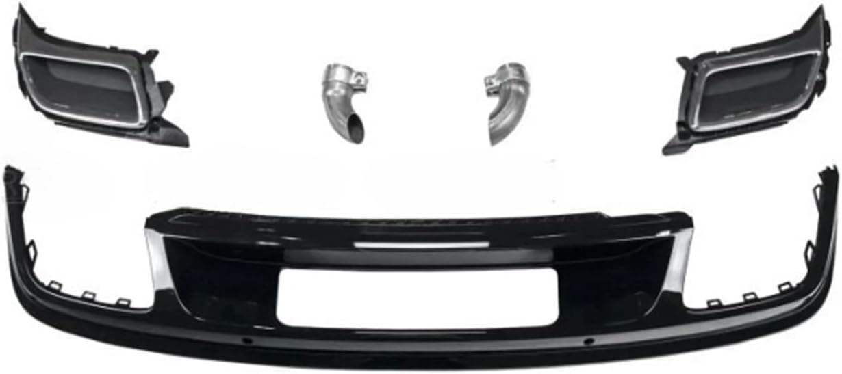 Rear Bumper Diffuser Rear Lip Double Exhaust Tube Tips, Compatible For Tiguan 2017 2018 2019+, Upgrade Double Square Exhaust Tube Car Styling