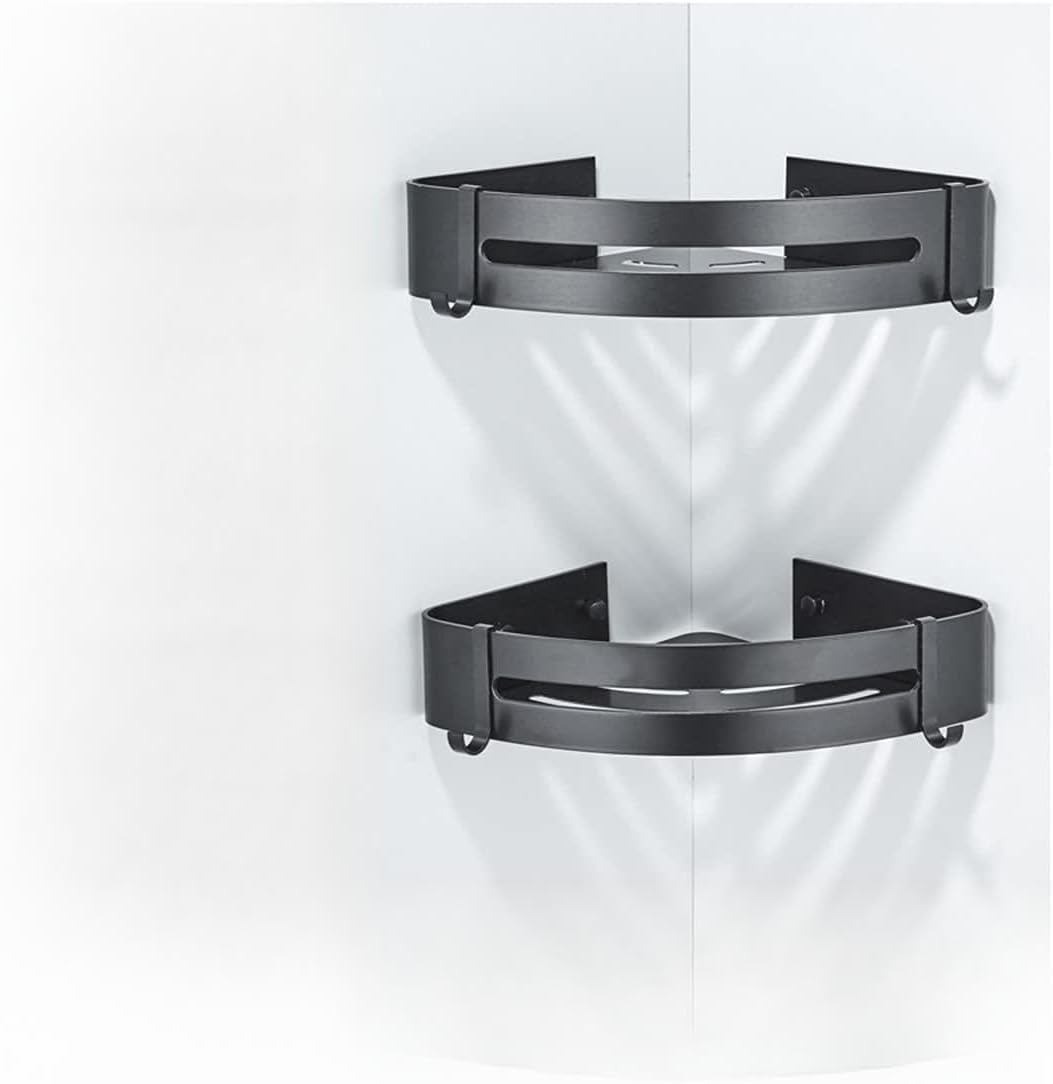 Shower Shelves Bathroom Shelf, Corner Shelves, for Bathroom Black Wall Triangle Rectangle Bath Accessories Bathing Accessories (Color : Triangle- 2 Level)