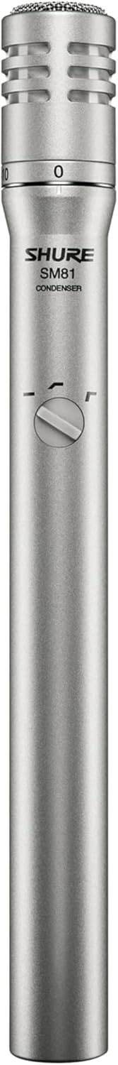 Shure SM81-LC Cardioid Condenser Instrument Microphone for Guitar, Piano, and Cymbals, Includes Swivel Adapter, Attenuator-Switch Lock, Windscreen, Carrying Case, No Cable Included (SM81-LC)