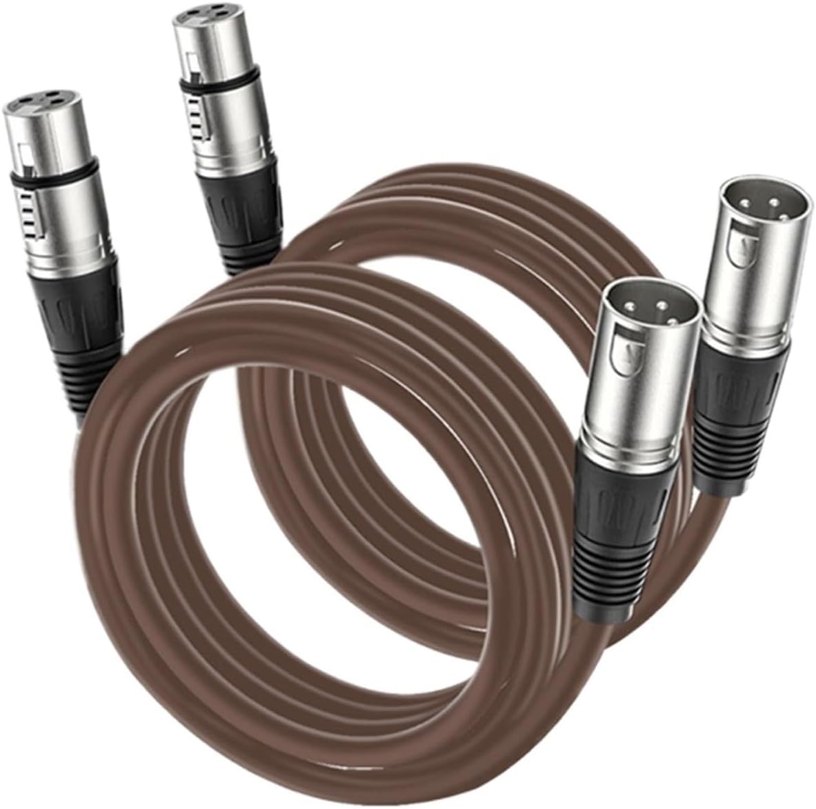 Mic Cord 3-Pin XLR Male to Female Microphone AMP Cable for Speaker PA System Podcast Audio Mixer Studio Monitors Audio Recording(Brown-Pack of 2,1m)