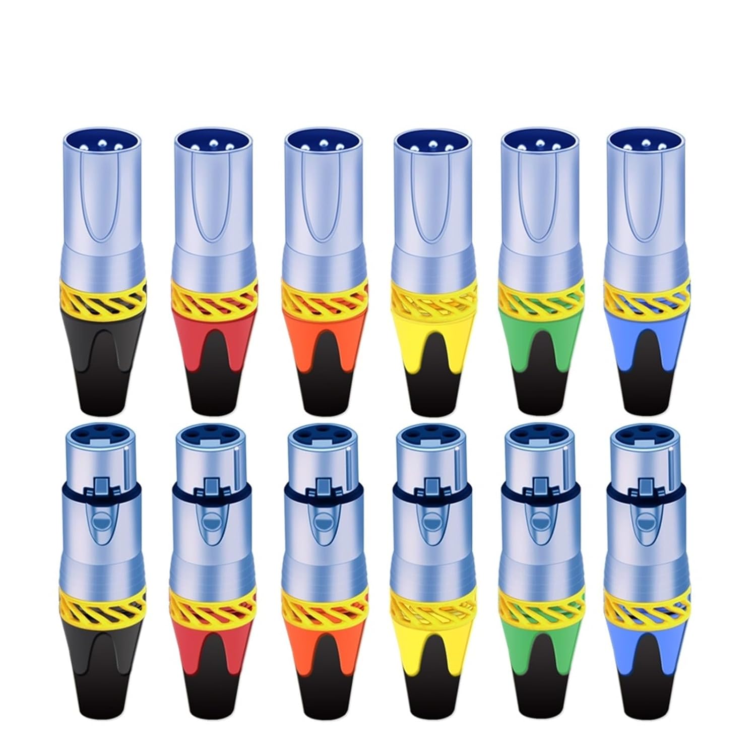 20Pcs/10sets 3Pins XLR Connector Microphone MIC Male Plug&Female Jack Adapter 6 Colors Available Cable Terminal Soldering (Color : 10xM 10xF-Mix)