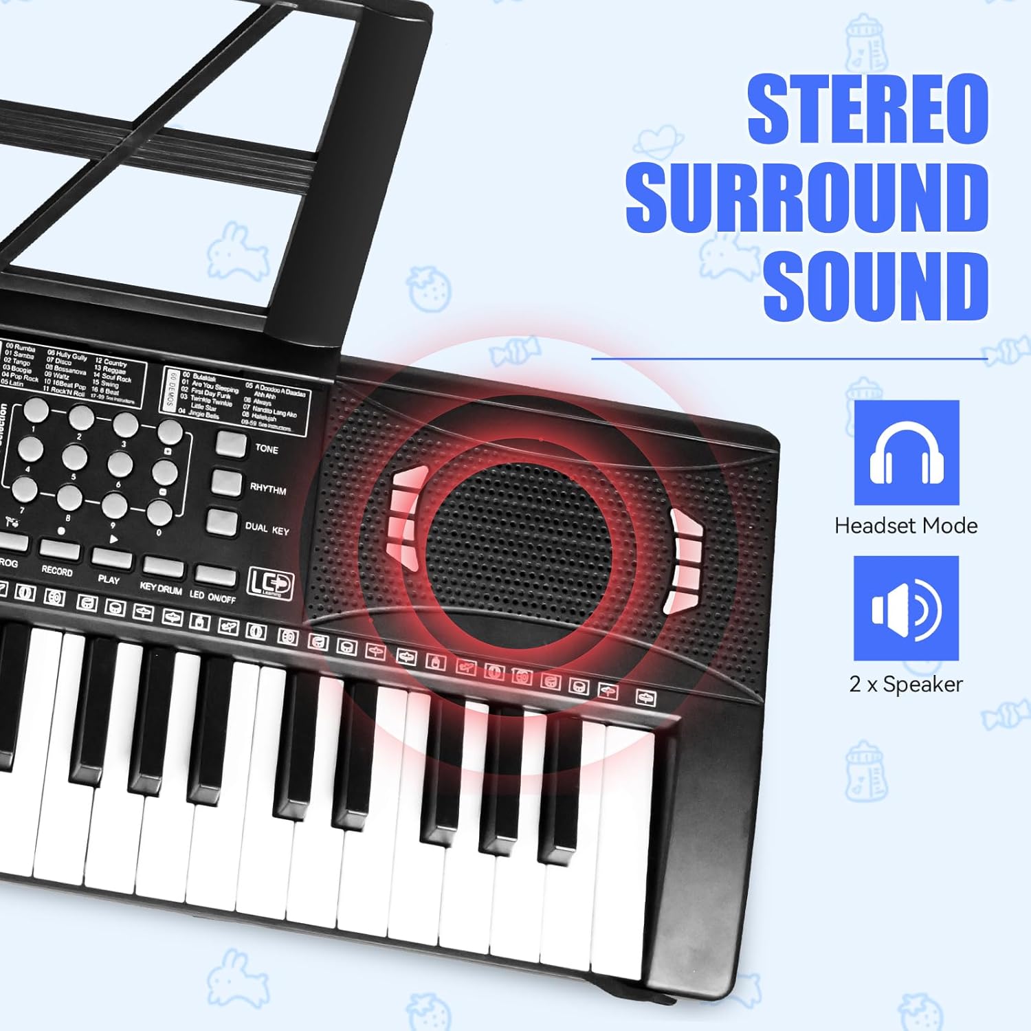 61 Key Keyboard Piano, Digital Kids Piano Keyboard with Stand, Gift for Early Education Children, Black