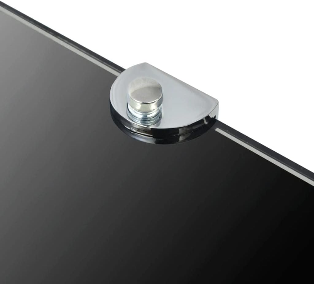 Corner Shelf Set of 2 Black Tempered Safety Glass 9.8x9.8 in Décor Accent