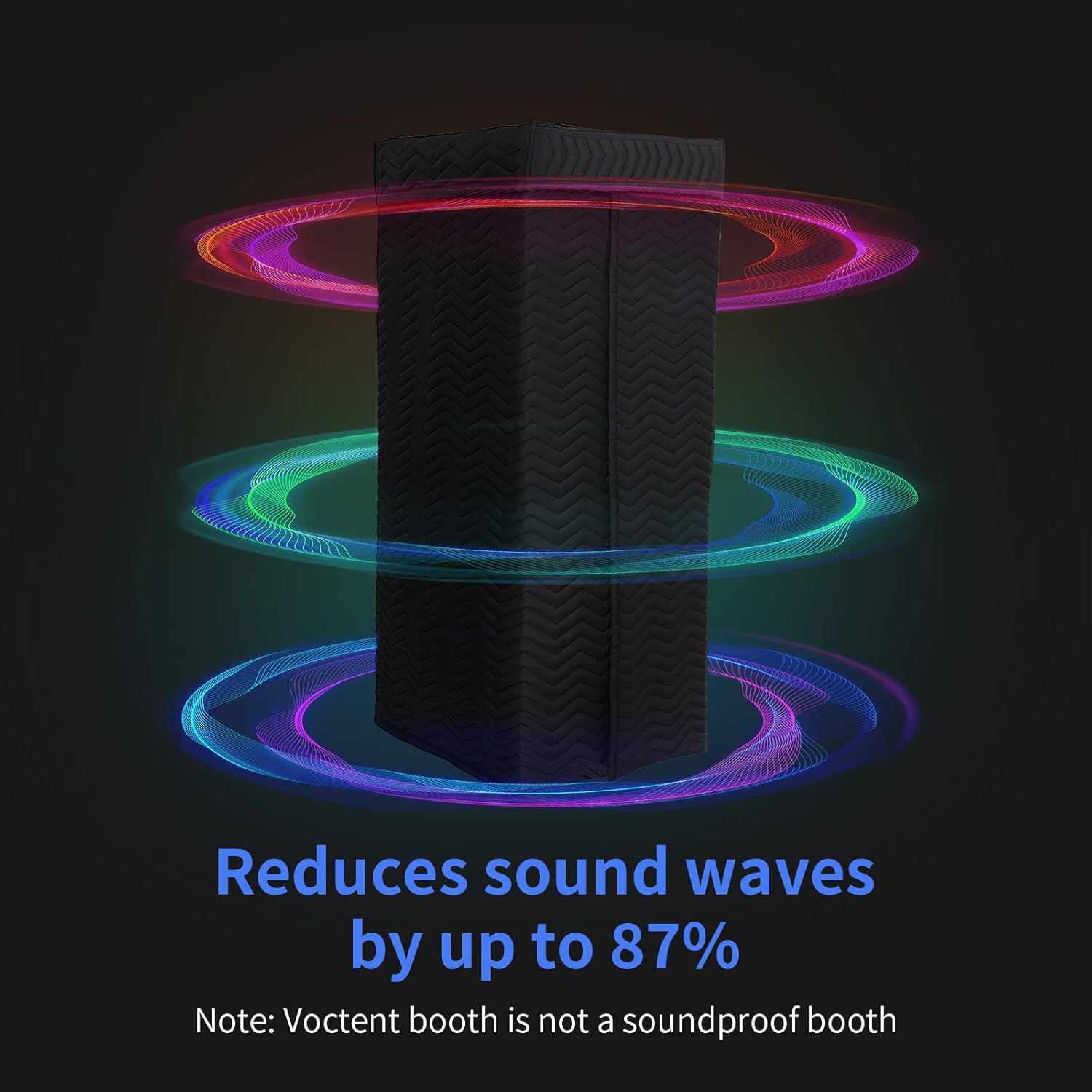 Portable Vocal Booth - Studio Grade Echo-Free Recording Booth for Voiceover, Podcast & Singing, Home Studio/Sound Isolation Booth with Light & Travel Bag (ZIGZAG-BLK, L)