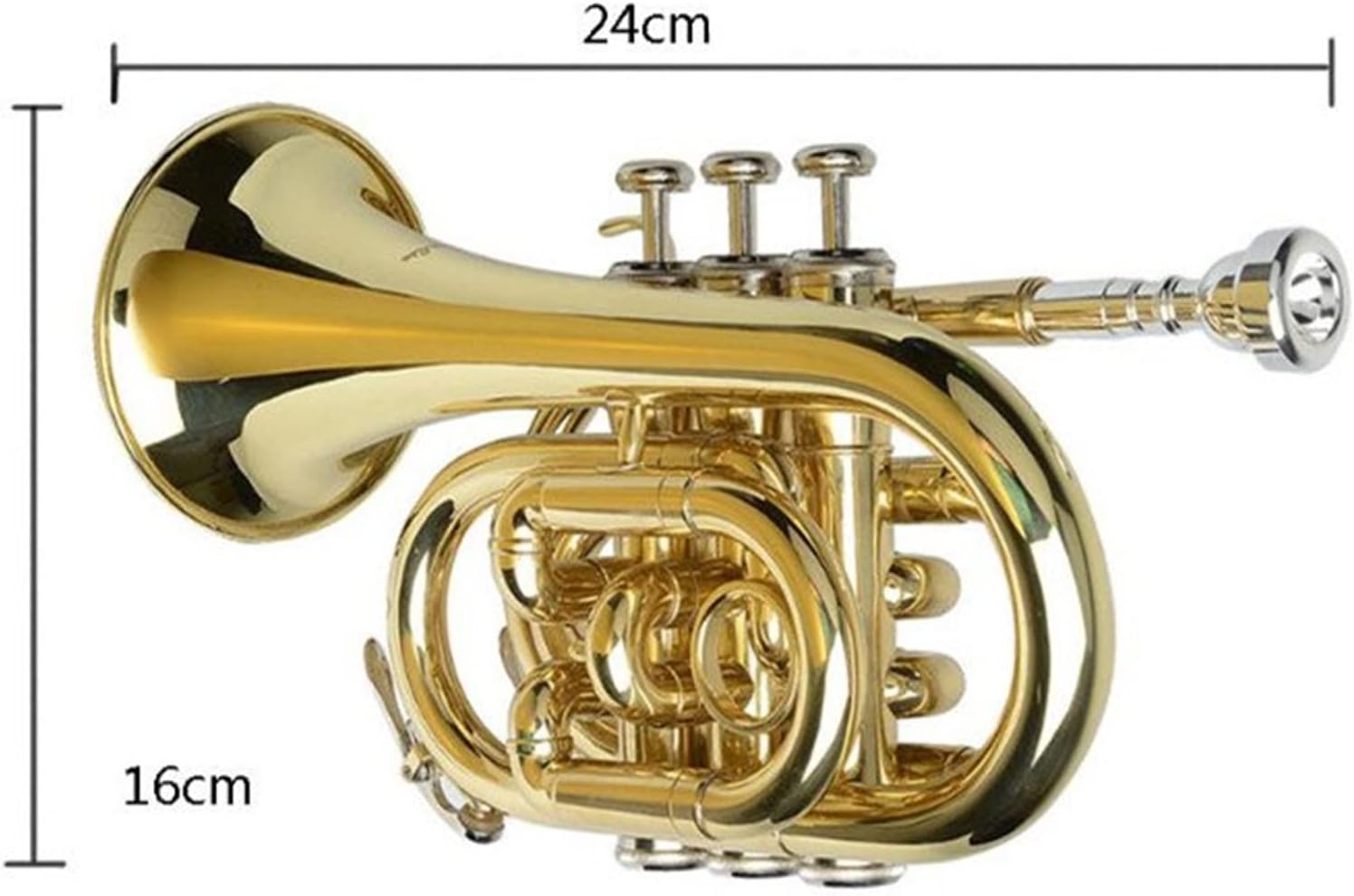 Palm Trumpet Trumpet B-Flat Palm Trumpet Pocket Trumpet Mini Trumpet Cornet Three-Key Trumpet Beginner Trumpet