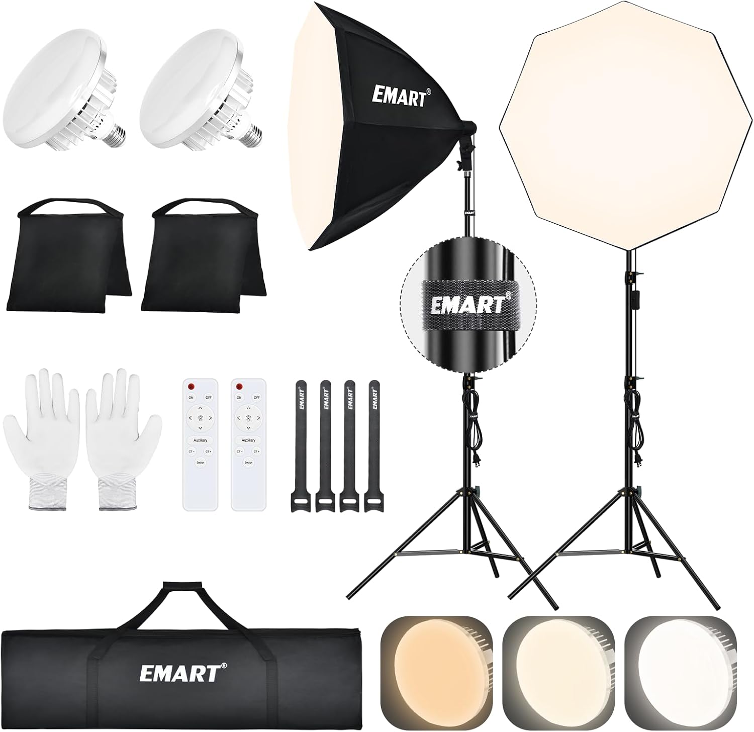 EMART Softbox Lighting Kit with Sandbag, 25.5