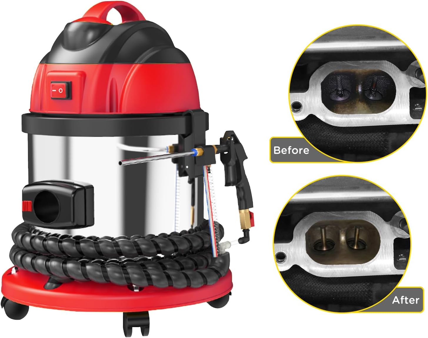 QPKING HTS558 Walnut Blaster Machine Kit,Engine Carbon Cleaner with Built-in Vacuum & Dust Filter,120PSI Desludging Tool for Intake & Exhaust Valve Cleaning,5 Adapters,2KG Walnut Sand,1200W,110/220V