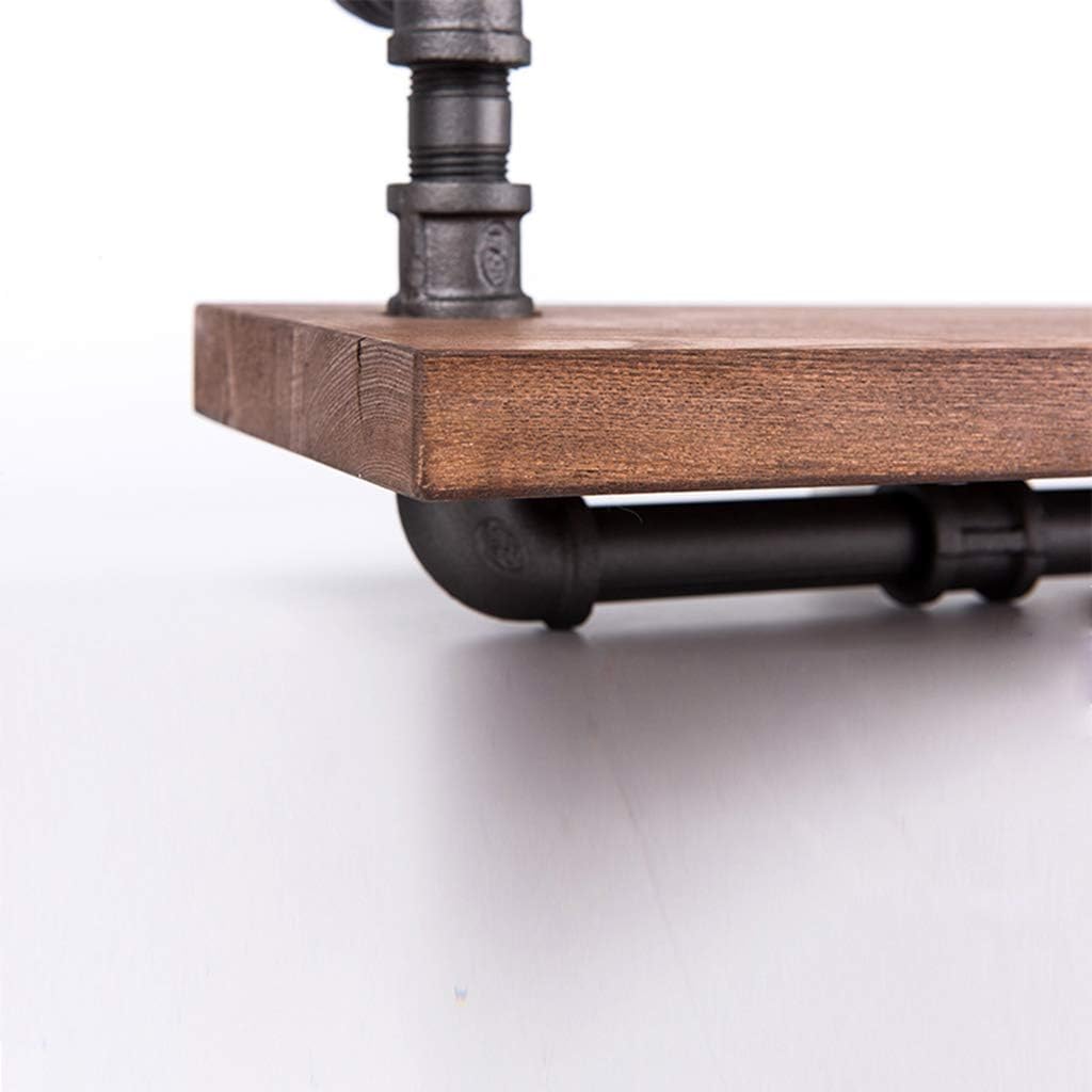 JHSLXD Retro Water Pipe Bookshelf Loft Industrial Style Solid Wood Bulkhead Shelf Multifunction Wrought Iron Wall Mount Decoration Display Stand 45 40CM,4540CM