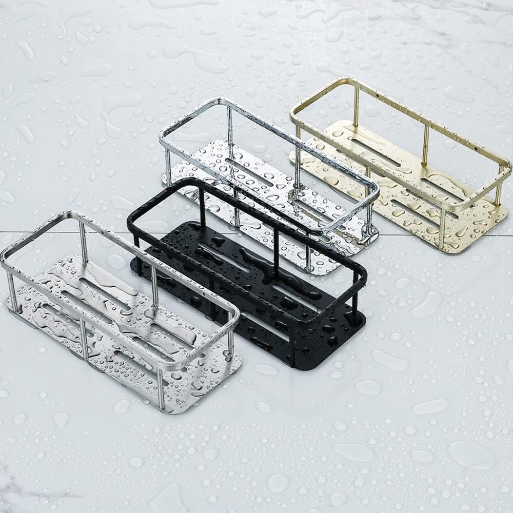 Shower Caddy Stainless Steel Shelves Bathroom Shower Shelf, Storage Rack, Bathroom Shelf, Wall Mount Shelf, Shampoo Holder Basket Bathroom Organizer (Color : Matte Black)