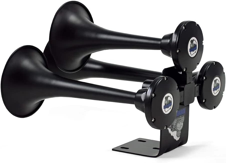 HornBlasters Mini Outlaw 3-Liter Train Horn Kit - Compact 120 PSI Air System - Easy Installation - Loud Multi-Tone Sound - 12 Volt Train Horn Kit for Trucks (HK-MC3B-M3)
