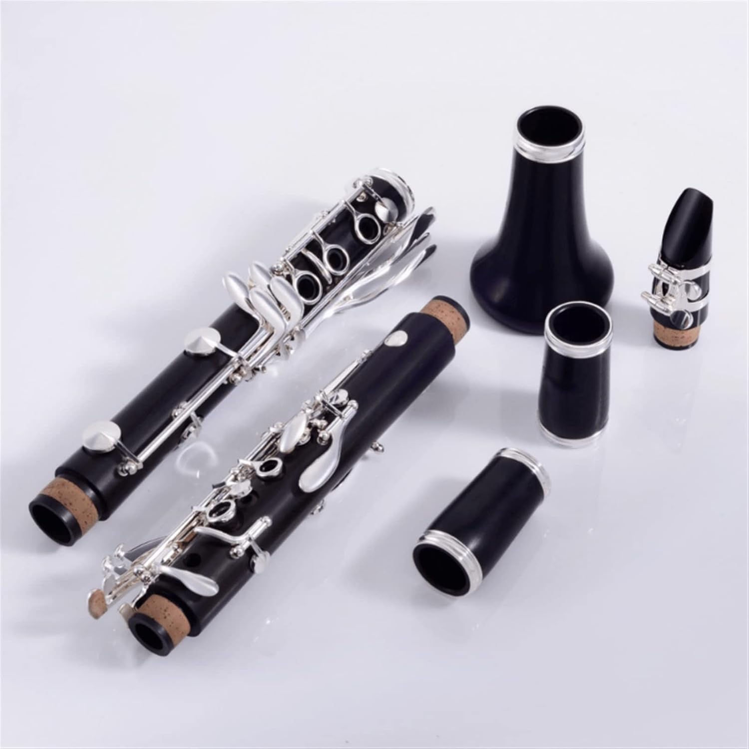 TSTS Professional Ebony Wooden Bb Soprano18 Key Clarinet Silver Plated Keys with Case Woodwind Clarinet for Beginner
