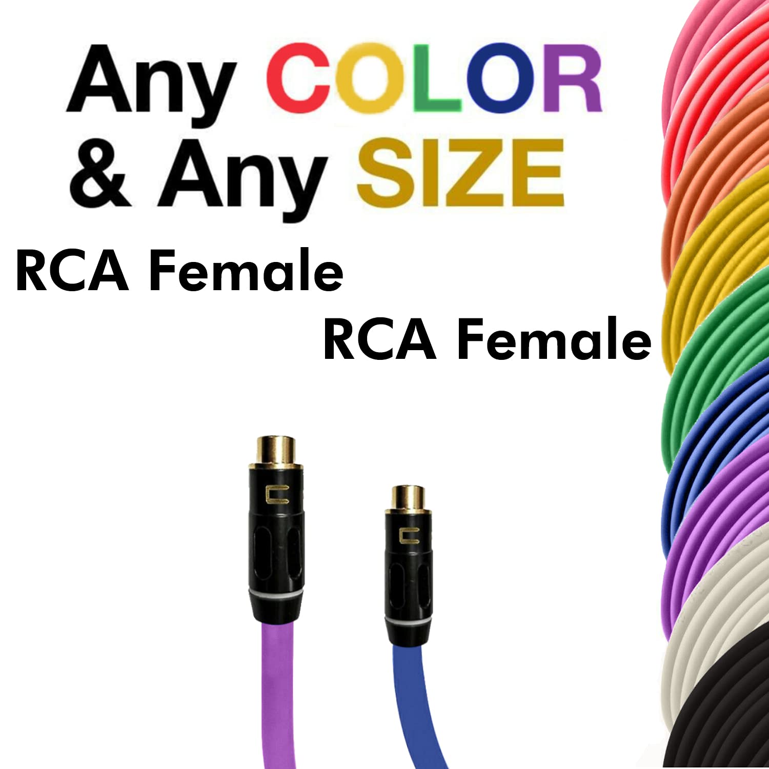 COLUBER CABLE RCA Female to RCA Female - 200 Feet - Red - Pro 3-Pin Microphone Connector for Powered Speakers, Audio Interface or Mixer for Live Performance & Recording