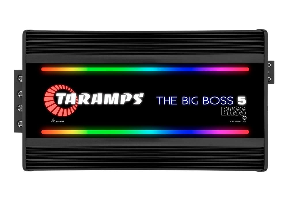 The Big BOSS 5 BASS Taramps Class D Black RGB Amplifier (1 Channel 5000 Watts RMS)