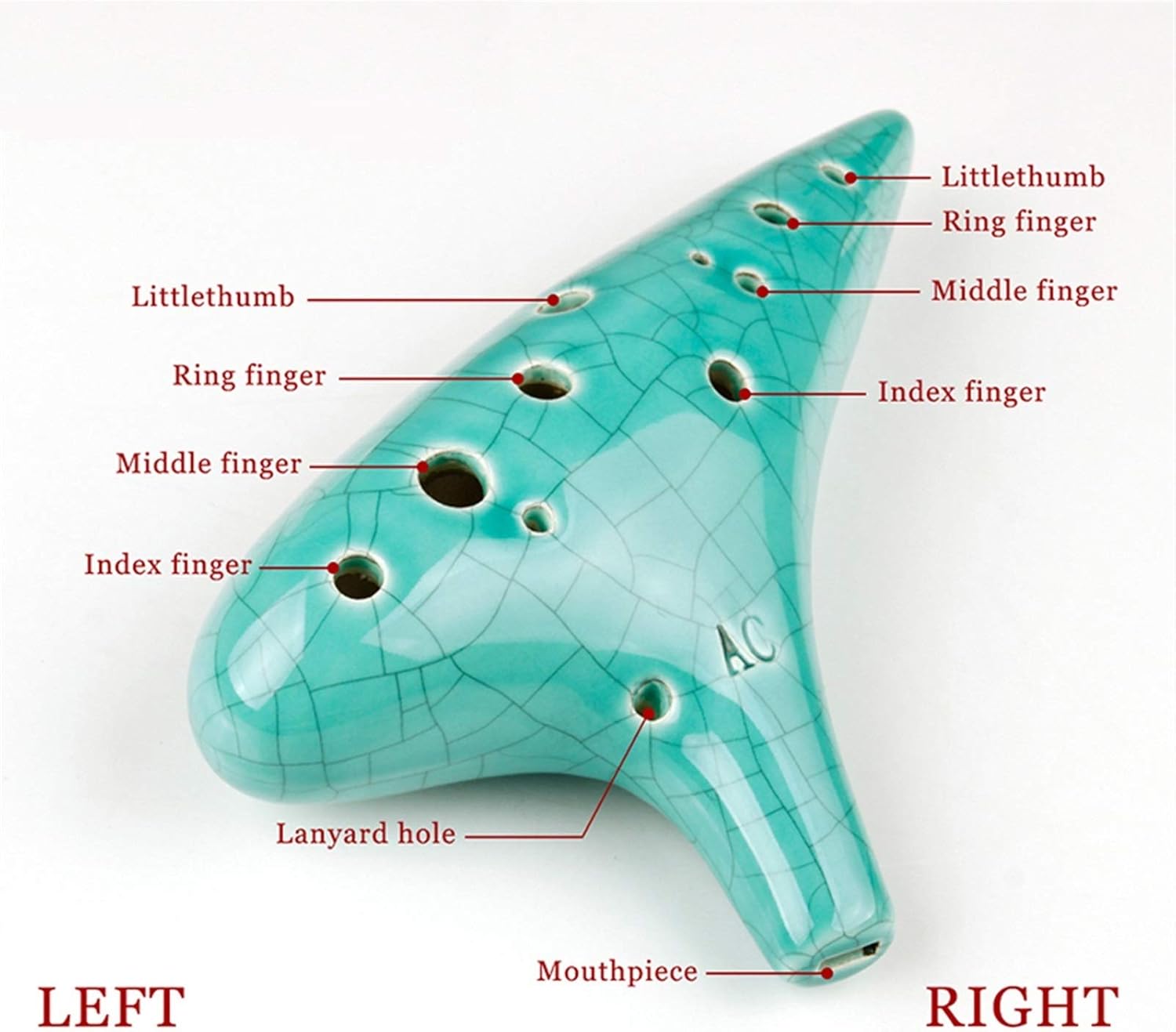 12 Holes Alto C Ocarina Green Ice-Crack Special Music Instruments Chinese Woodwind Instrument Flute(Ocarina with Bag)