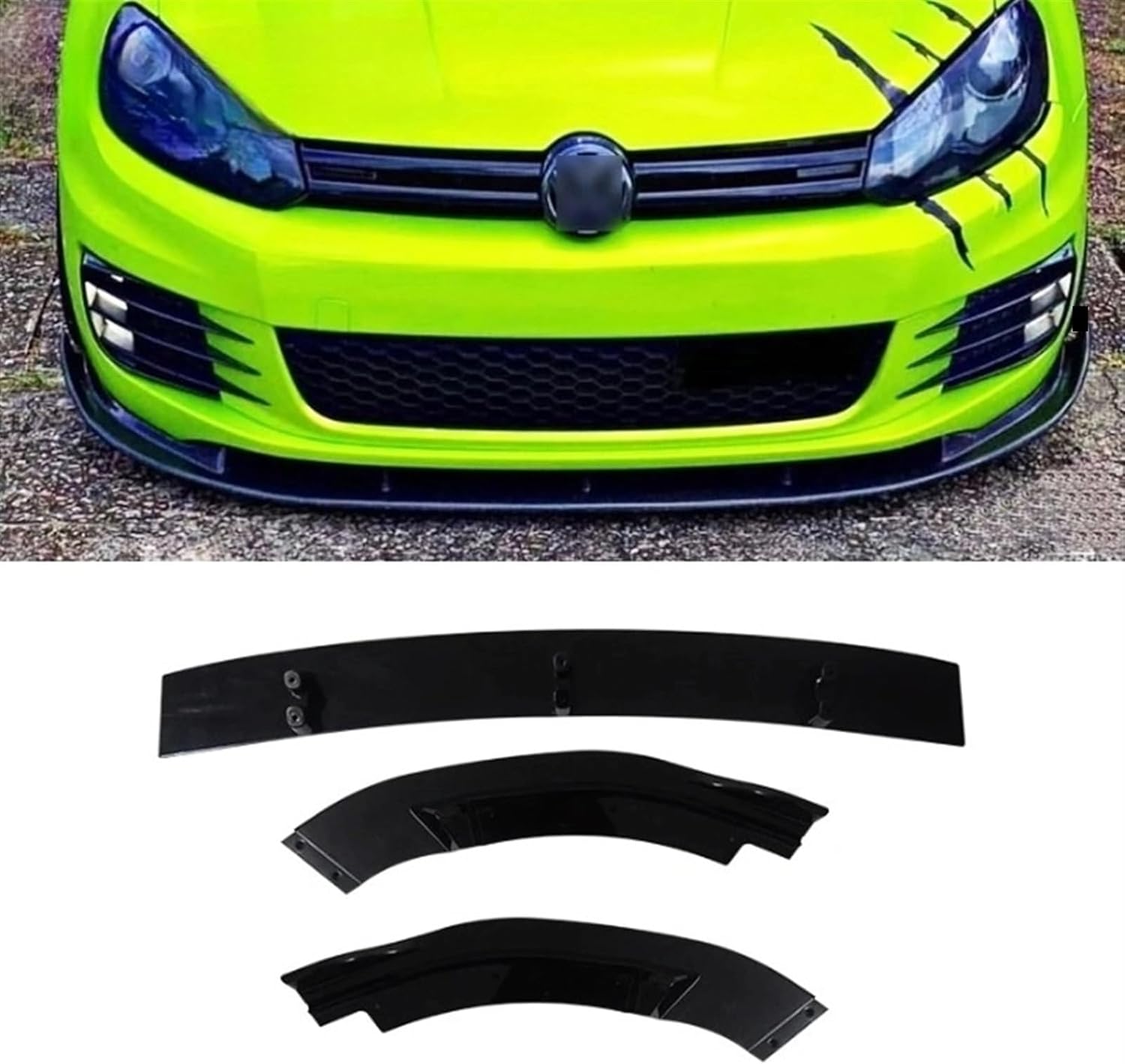 Compatible with Volkswagen Golf 6 MK6 GTI Standard 2008 2009 2010 2012 Car Front Bumper Splitter Lip Diffuser Body Kit Spoiler Guard(Carbon Black), efhbiufheroih9