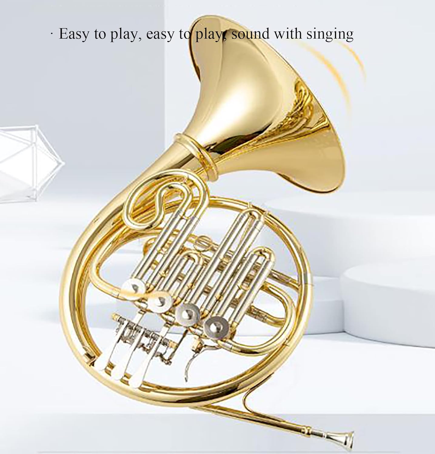 F/Bb 4 Keys Double French Horn - Brass Lacquer Gold Craft French Horn - Includes Musical Instrument Box for Beginners Examinations Professional Performance