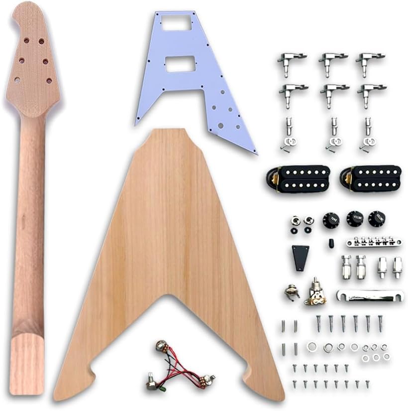 Diy Electric Guitar Kit Unfinished Rosewood Fretboard Neck & Guitar Body Blank with All Accessories Included Build Your Own (TZ-46)
