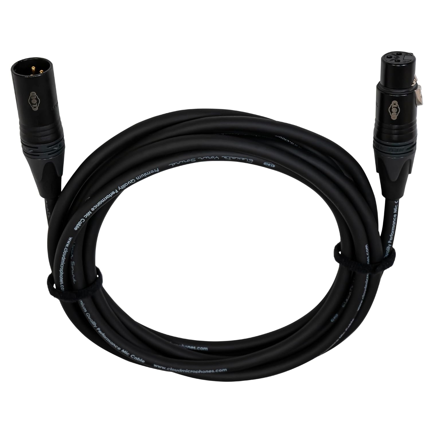 Cloud Microphones Premium Quality Performance XLR Cable - Neutrik Connectors, Gold-Plated, Braided Shield, Black PVC Jacket 10ft