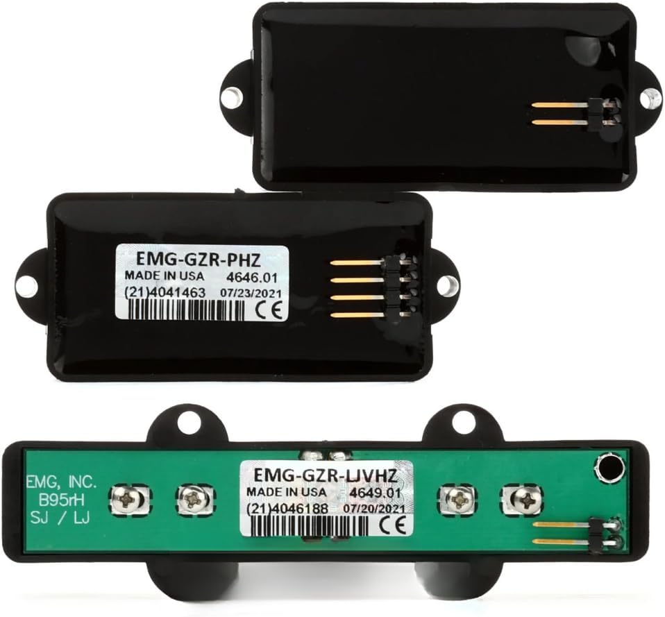 EMG GZR-PJHZ (Geezer Butler) Black Signature PJ Bass Guitar Pickup Set Bundle w/ 12x Fender Guitar Picks, and Liquid Audio Polishing Cloth