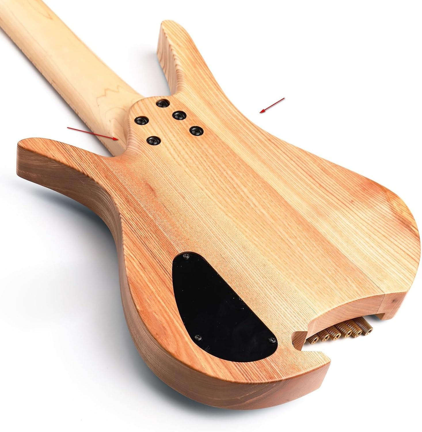 Headless Electric Guitar 8 String Fanned Frets Headless Electric Travel Guitar Ash Wood with Flame Maple Veneer