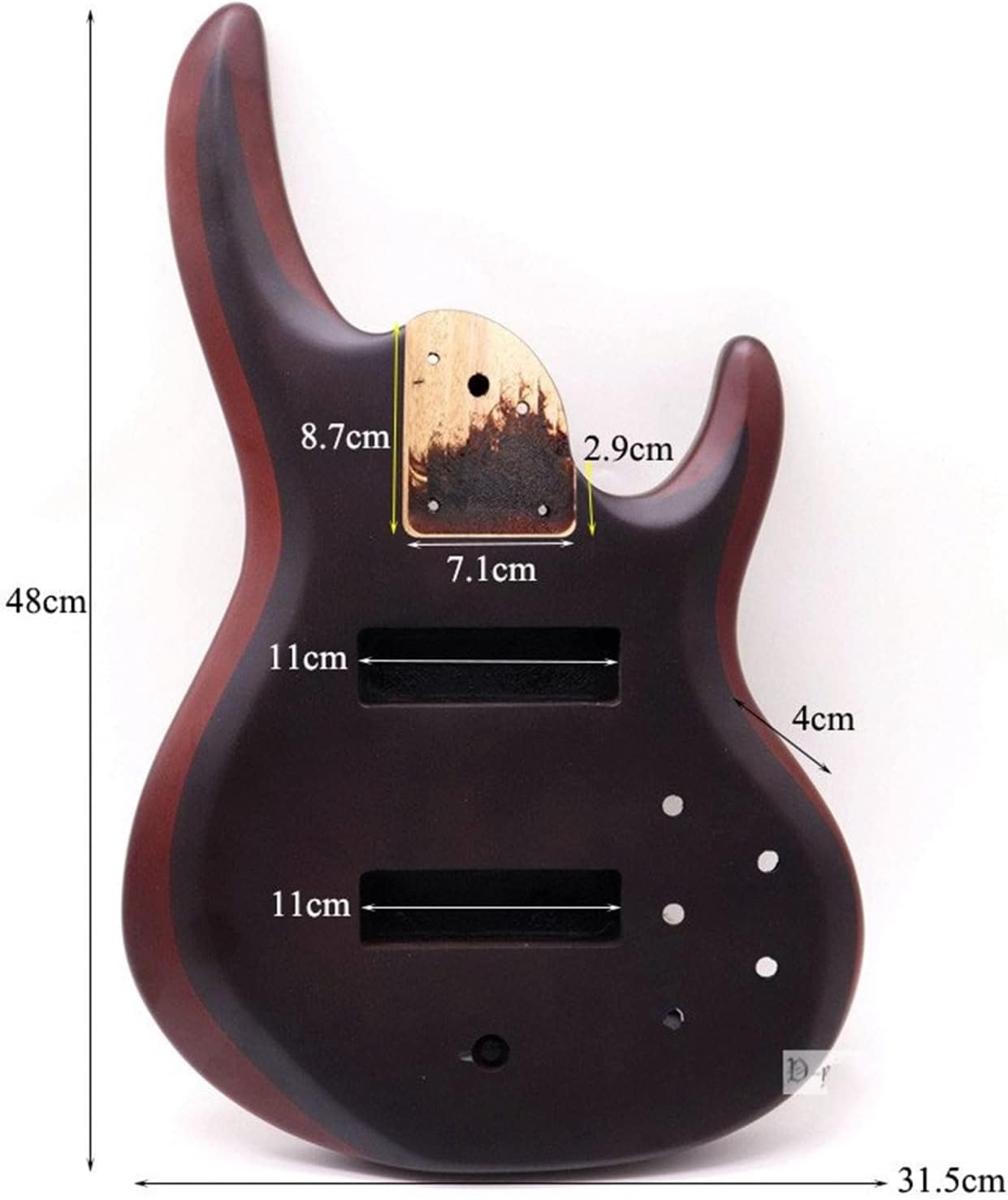TSTS Hickory Skin Electric Bass Guitar Body Okoume Wood Use with 24 Fret Guitar Neck Guitar DIY Accessory