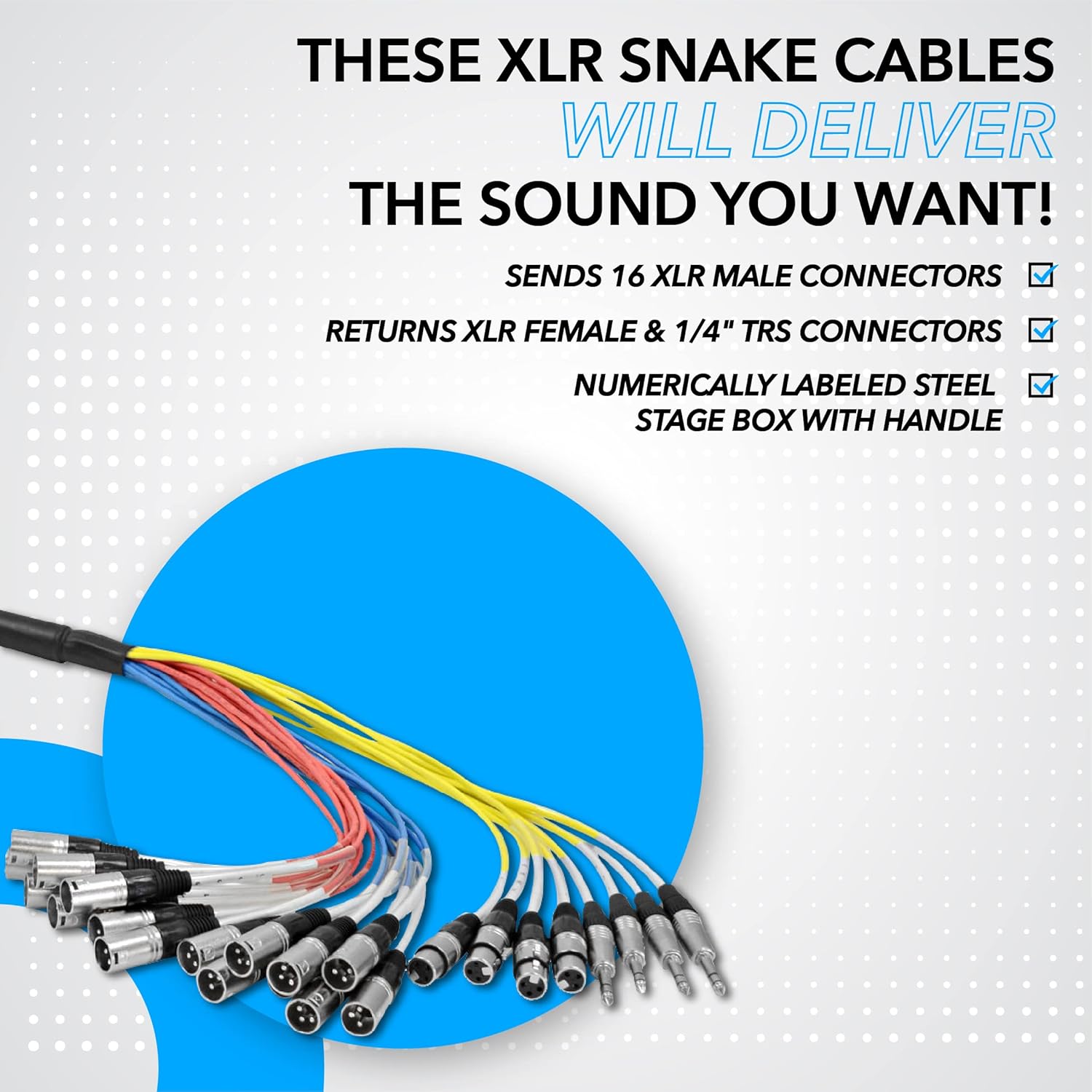 Seismic Audio - SALS-16x8x100 - 16 Channel 100' Pro Stage XLR Snake Cable (XLR & 1/4