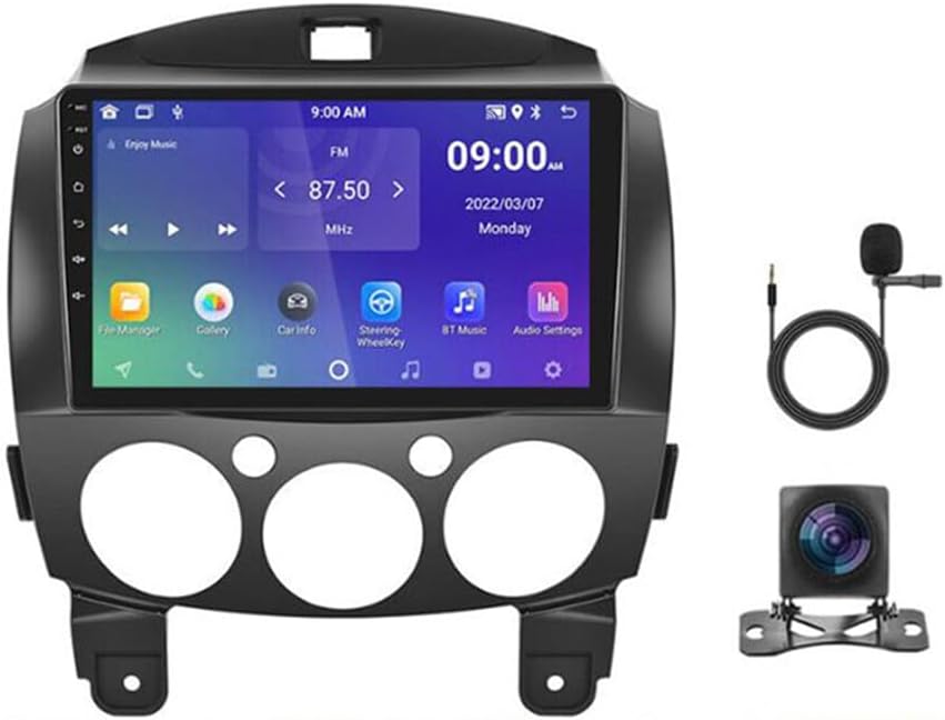 2G+32G Android 13 Car Stereo with Wireless Carplay & Android Auto, 9 Inch Touch Screen Car Radio with GPS FM Backup Camera WiFi SWC Compatible with Mazda 2 2007-2013
