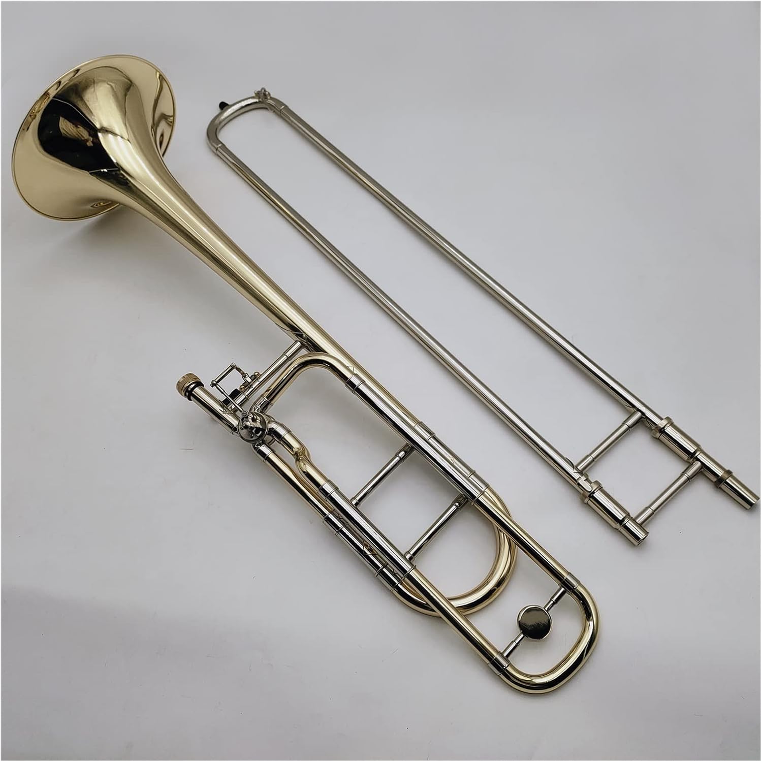 TSTS Trombone Bb/F Tenor Brass Lacquered Gold Plated Professional Musical Instrument with Mouthpiece Case Beginner Trombone