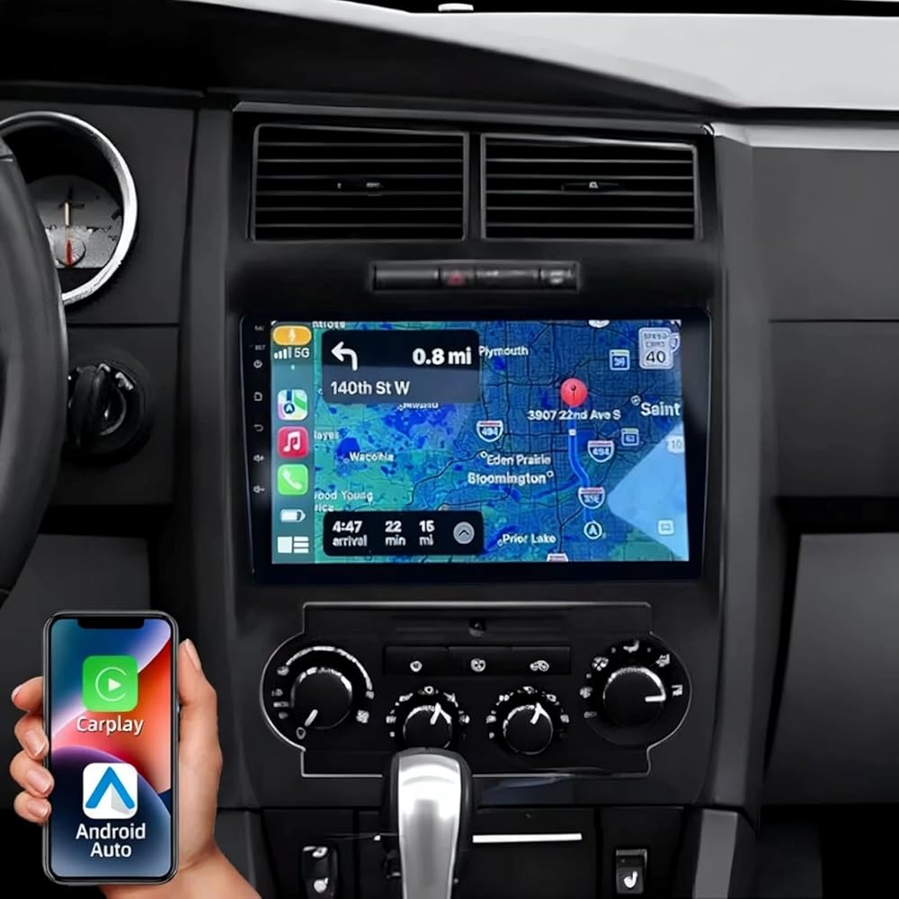 Double Din Car Stereo for 2006 Dodge Charger Radio Android Radio with DSP 9 inch Touchscreen with Wireless Carplay and Android Auto, Mirror Link, WiFi, GPS Navigation, SWC + Canbus + Backup Camera