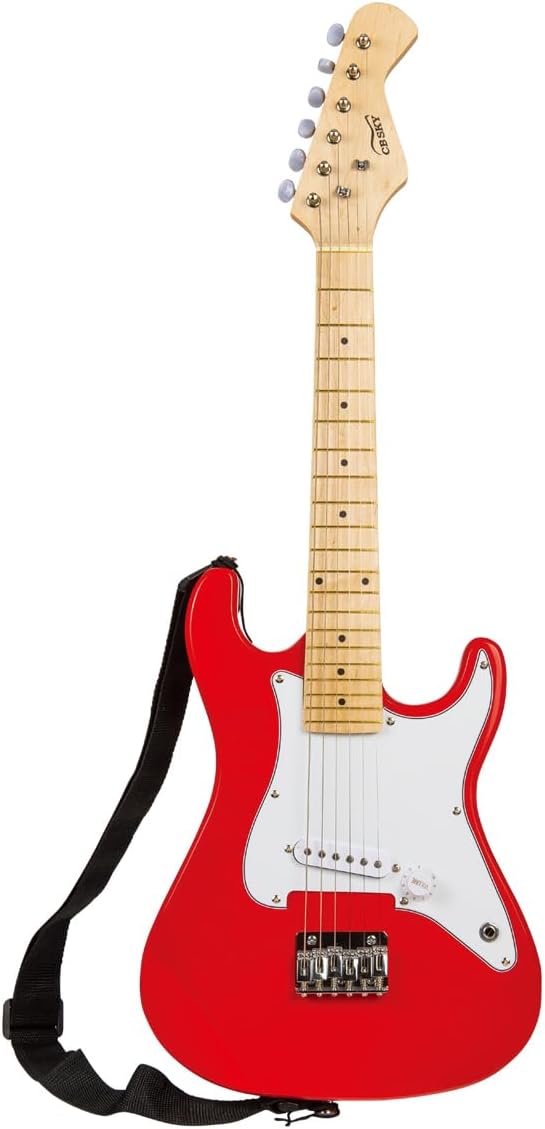 30 Inch Kids Electric Guitar Beginner Kit, Junior Size Mini Electric Guitar for Children with Amplifier (battery/adaptor not included) and Guitar bag, Unisex Red
