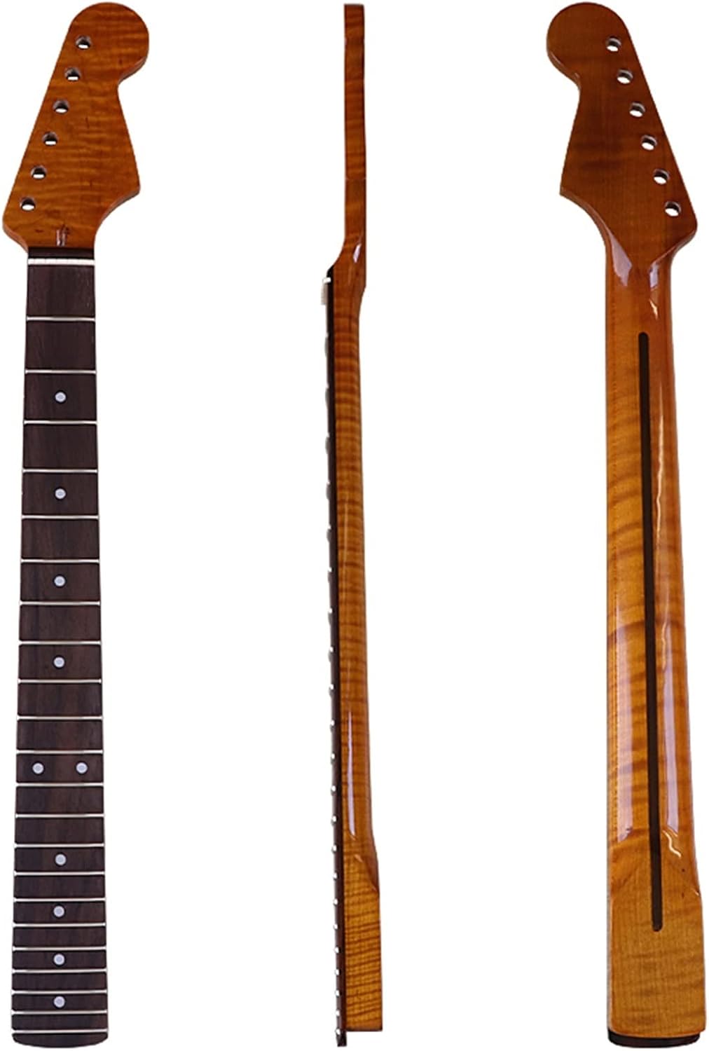 Flame Maple Electric Guitar Neck Yellow Glossy Wood Neck Rosewood Fretboard 22 Frets Electric Guitar Neck