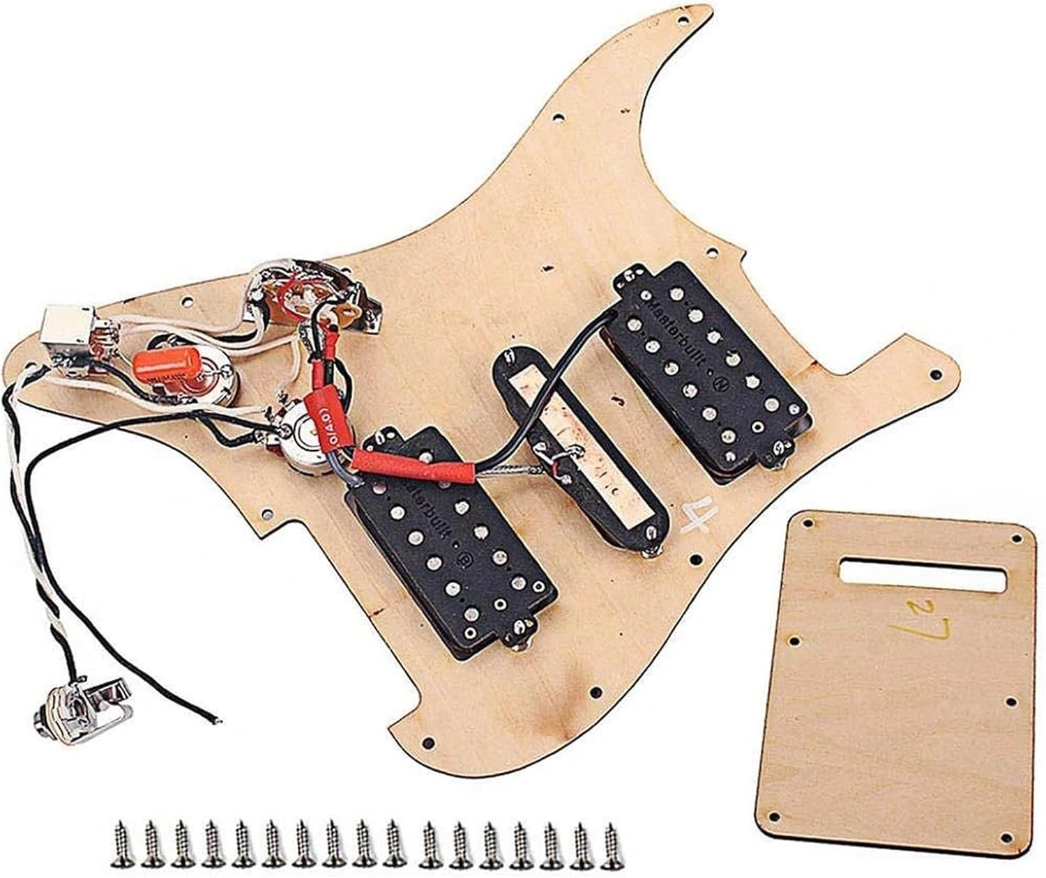 Prewired Electric Guitar Pickguard 3-Ply Maple 11 Hole HSH Loaded Prewired Electric Guitar Pickguards Pickups