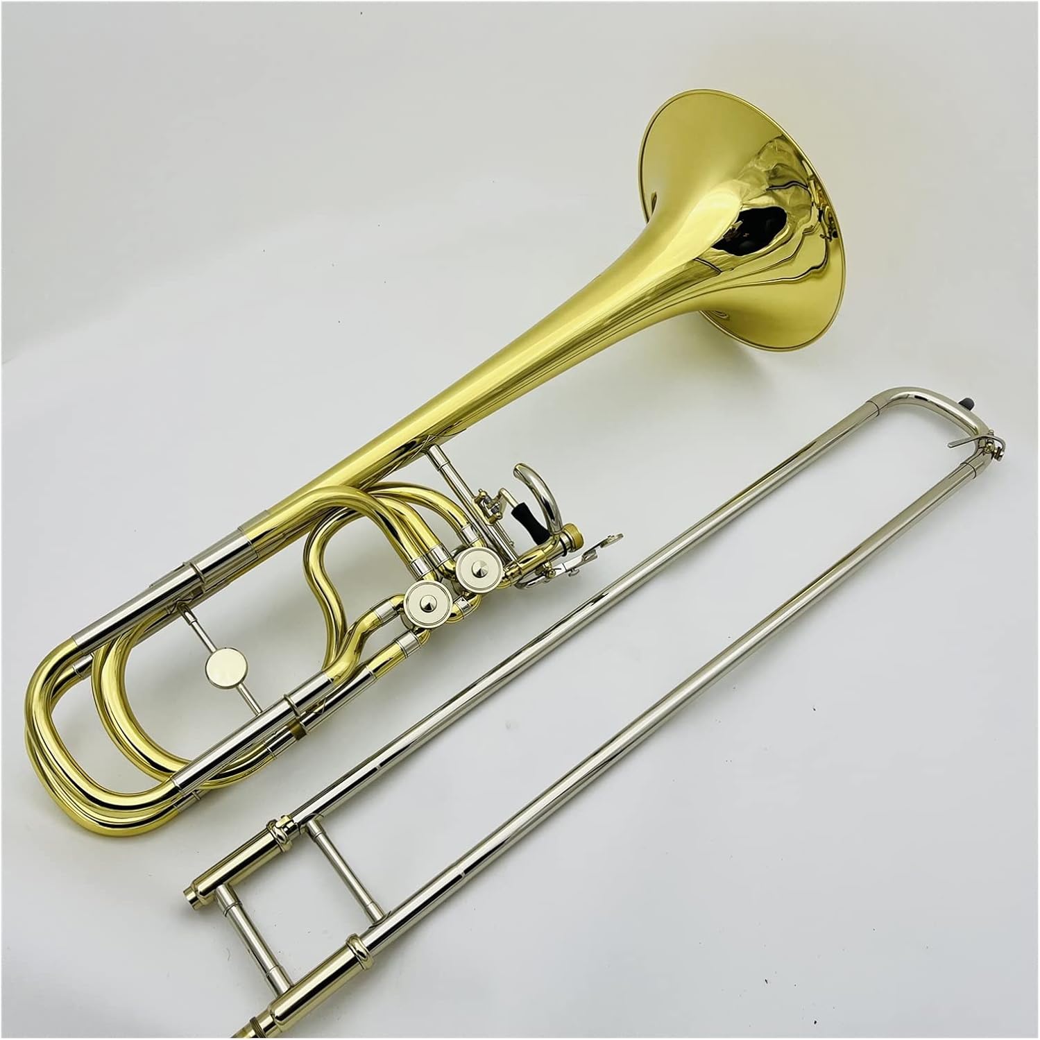 TSTS Double-Piston Trombone Bb/f Brass Plated Professional Musical Instrument Beginner Trombone