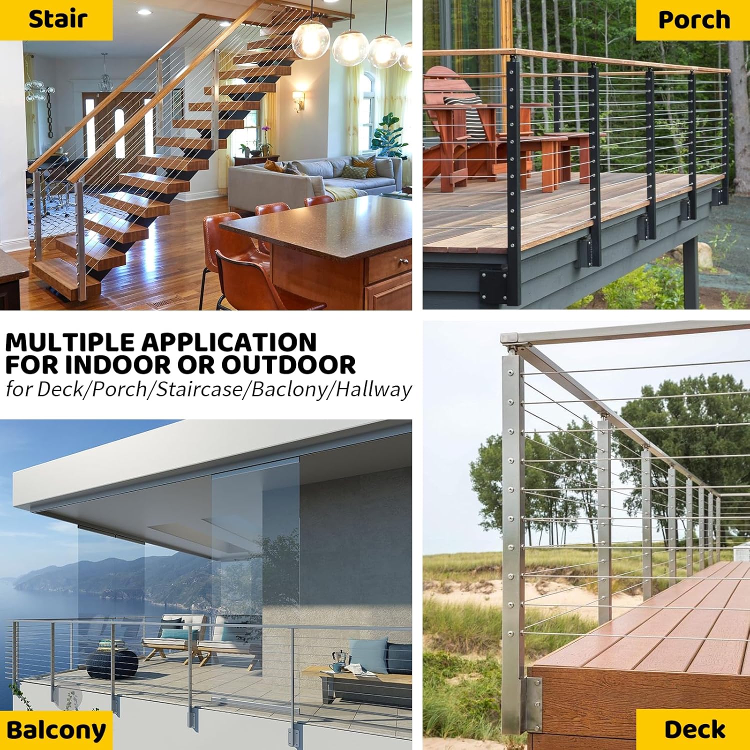 Wall Mount Stair Cable Railing Post 42