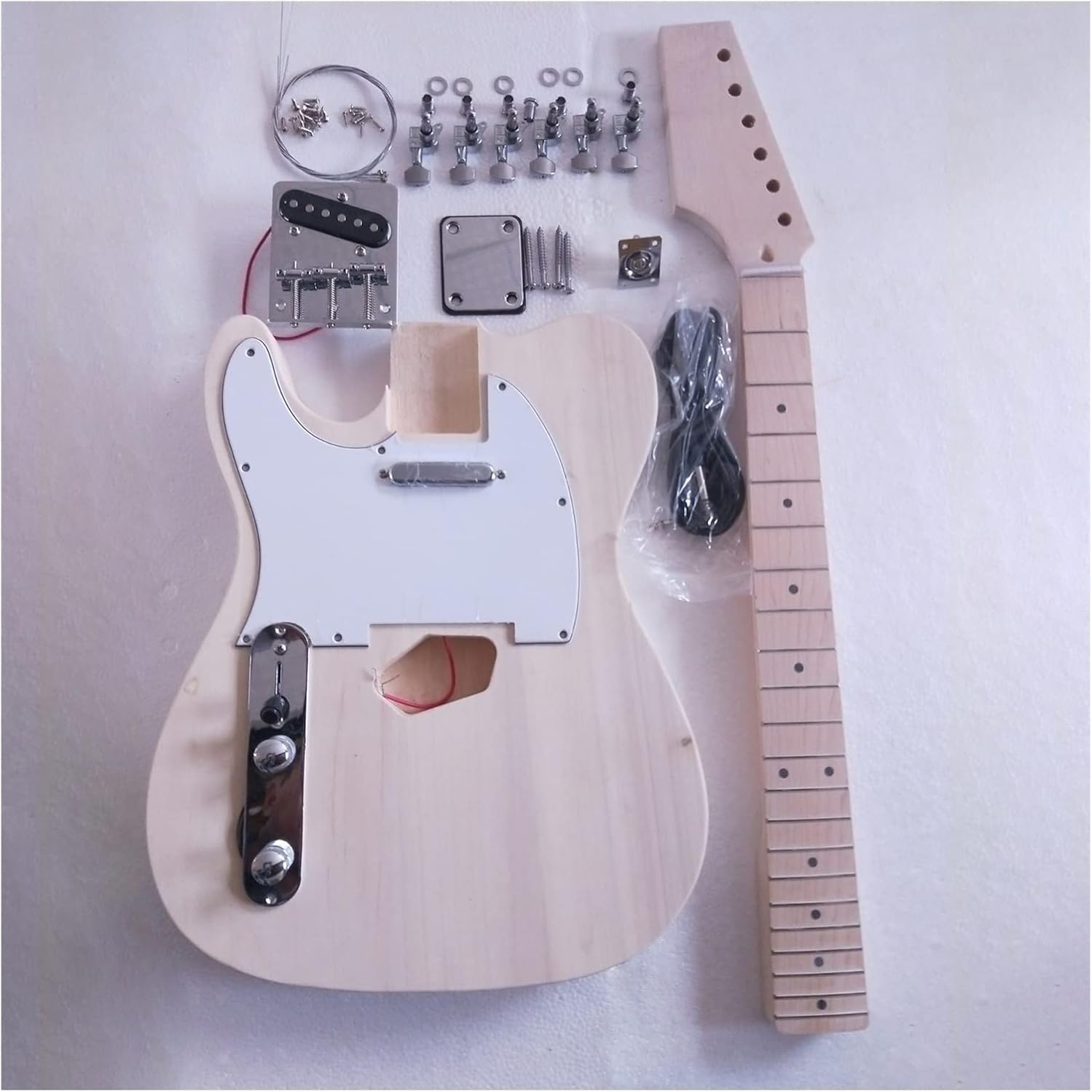 DIY Electric Guitar Kit Unfinished Left Hand Electric Guitar Kits Maple Neck Basswood Body with All Accessories