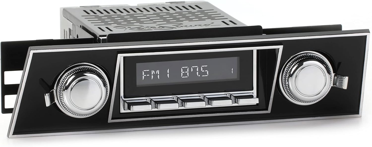 RetroSound HC-401-03-73 Hermosa Direct-Fit Radio for Classic Vehicles (Chrome Face and Buttons, Black Faceplate)