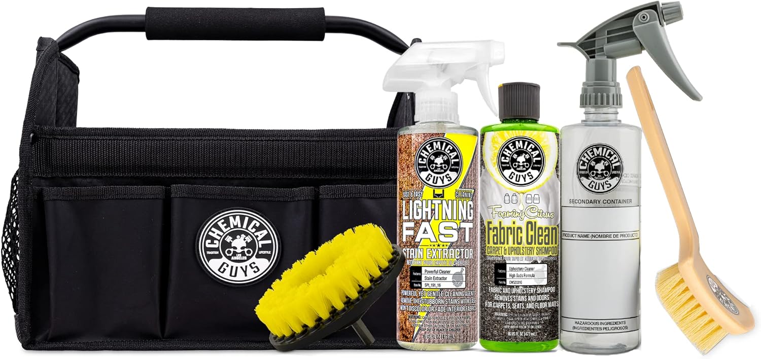 Chemical Guys CWS20316C6 Foaming Citrus Fabric Clean Carpet & Upholstery Carpet Cleaning & Stain Removing Kit with Caddy (6 Piece Kit featuring Lightning Fast Stain Extractor SPI_191_16)