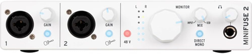 Arturia MiniFuse Recording Pack (White) Bundle with Headphone Holder For Mic Stand and Kellards Microphone Stand