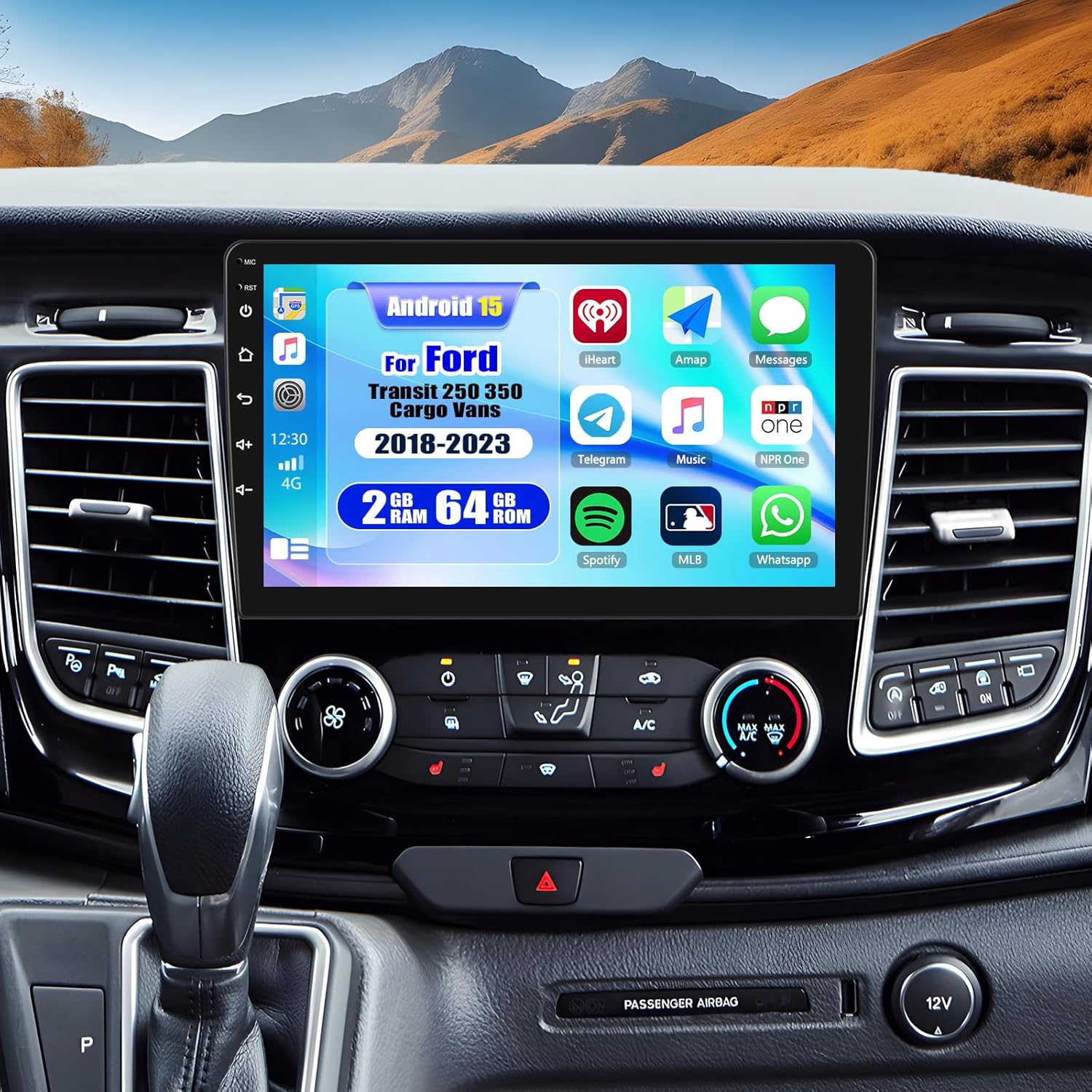 2+64G Android 15 Car Radio for Ford Transit 250 350 Cargo Vans 2018-2023 Wireless Carplay/Android Auto 10.1