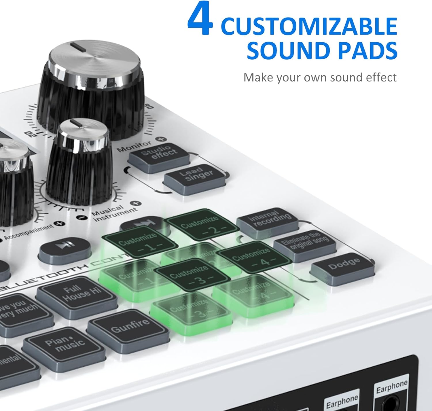 Streaming Audio Mixer, LCD Gaming Audio Mixer Interface, Live Sound Card with Bluetooth, 48V Phantom Power for Live Streaming Podcast, Recording, Gaming