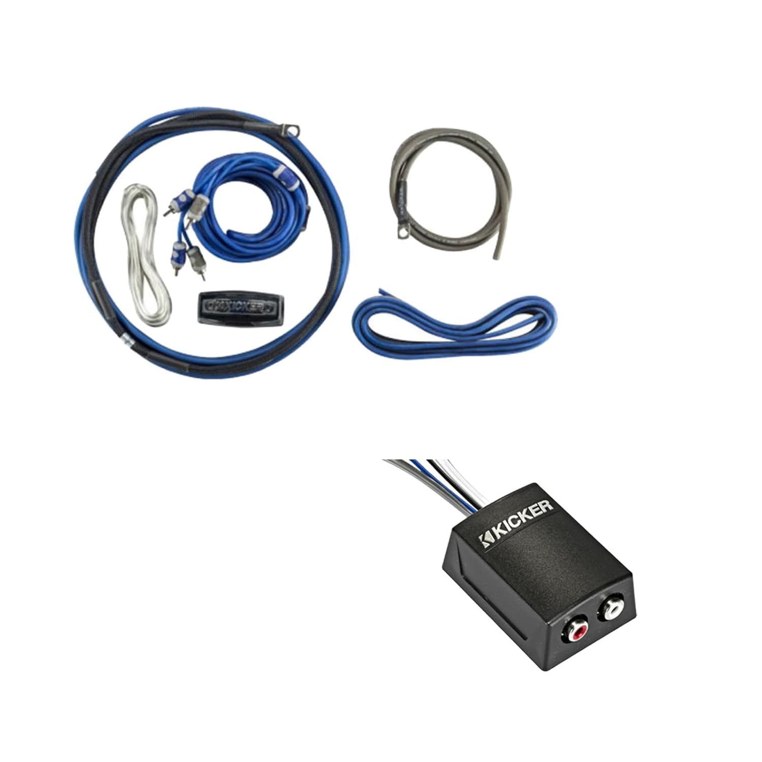 Kicker 46CK8 8 Gauge 2-Channel Amplifier Installation Kit and Stereo Line Output Converter (with Remote Turn-On Wire)