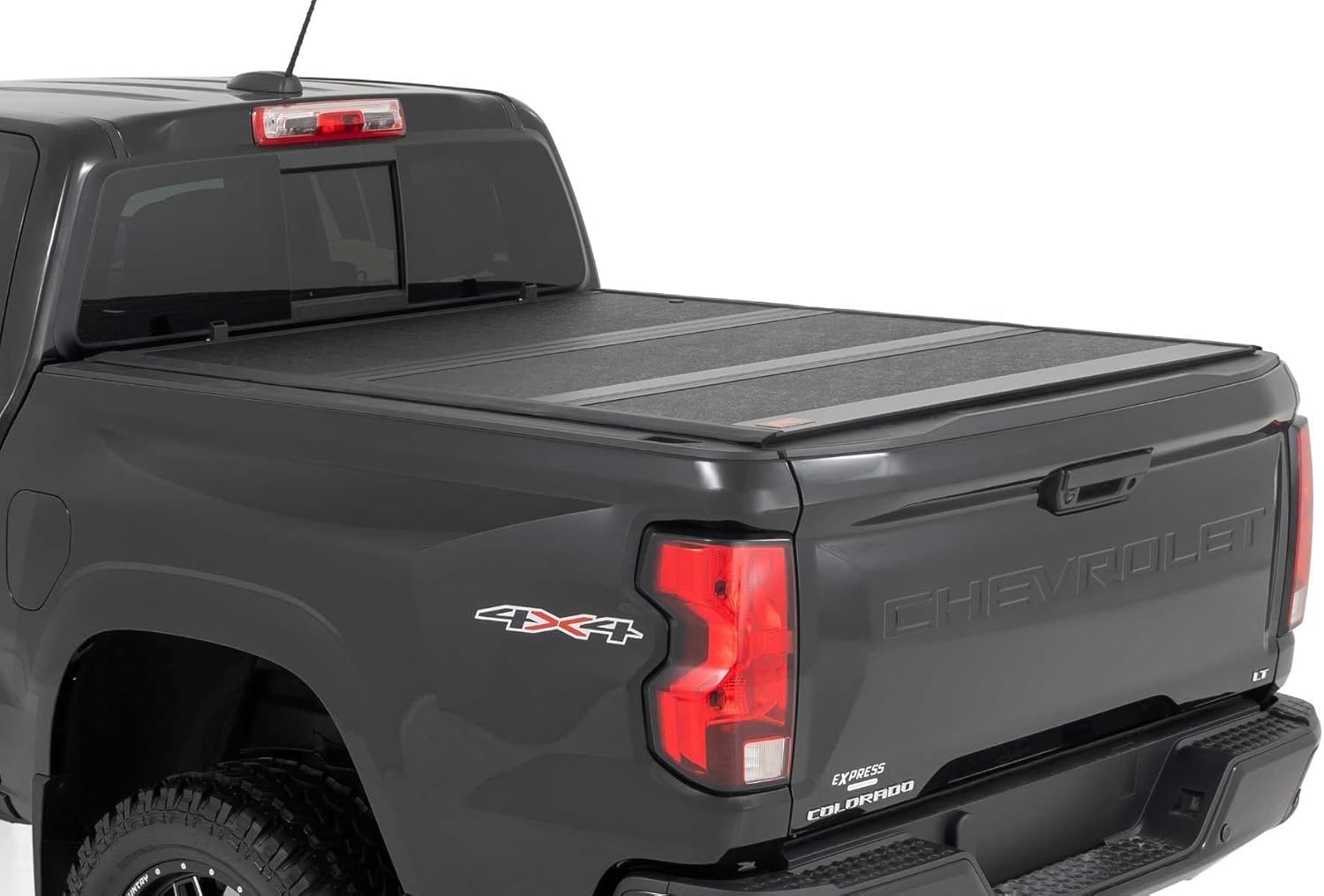 Rough Country Hard Tri-Fold Tonneau Cover for Chevy Colorado & GMC Canyon (2015-2025) - Low-Profile Aluminum Truck Bed Cover, Fits 5' Bed (61.7-62.7