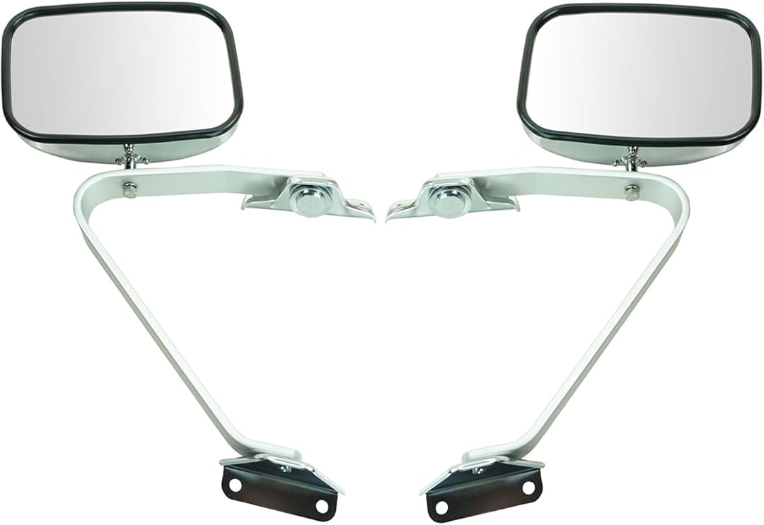 TRQ 2 Piece Driver and Passenger Side Mirror Assembly Set Manual Adjustment Non-Heated No Memory Chrome Compatible with 1987-1991 Ford Bronco F150