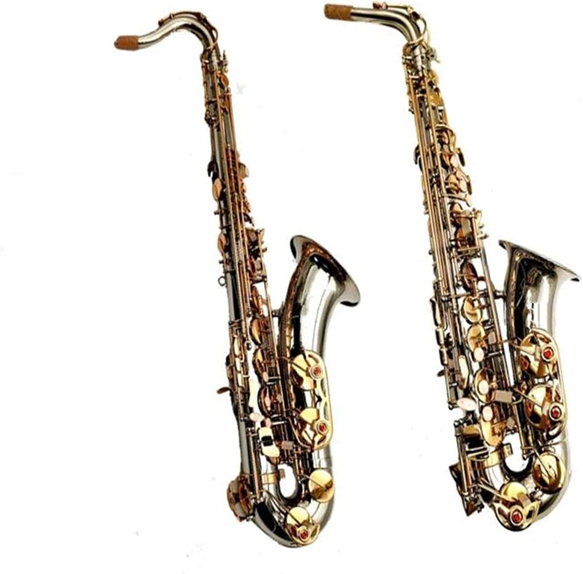 Tenor Sax Alto Saxophone Nickel Plated Gold Keys Woodwind Instrument with Case Mouthpiece Student Saxophone (Color : Alto Sax Case Brown PU)