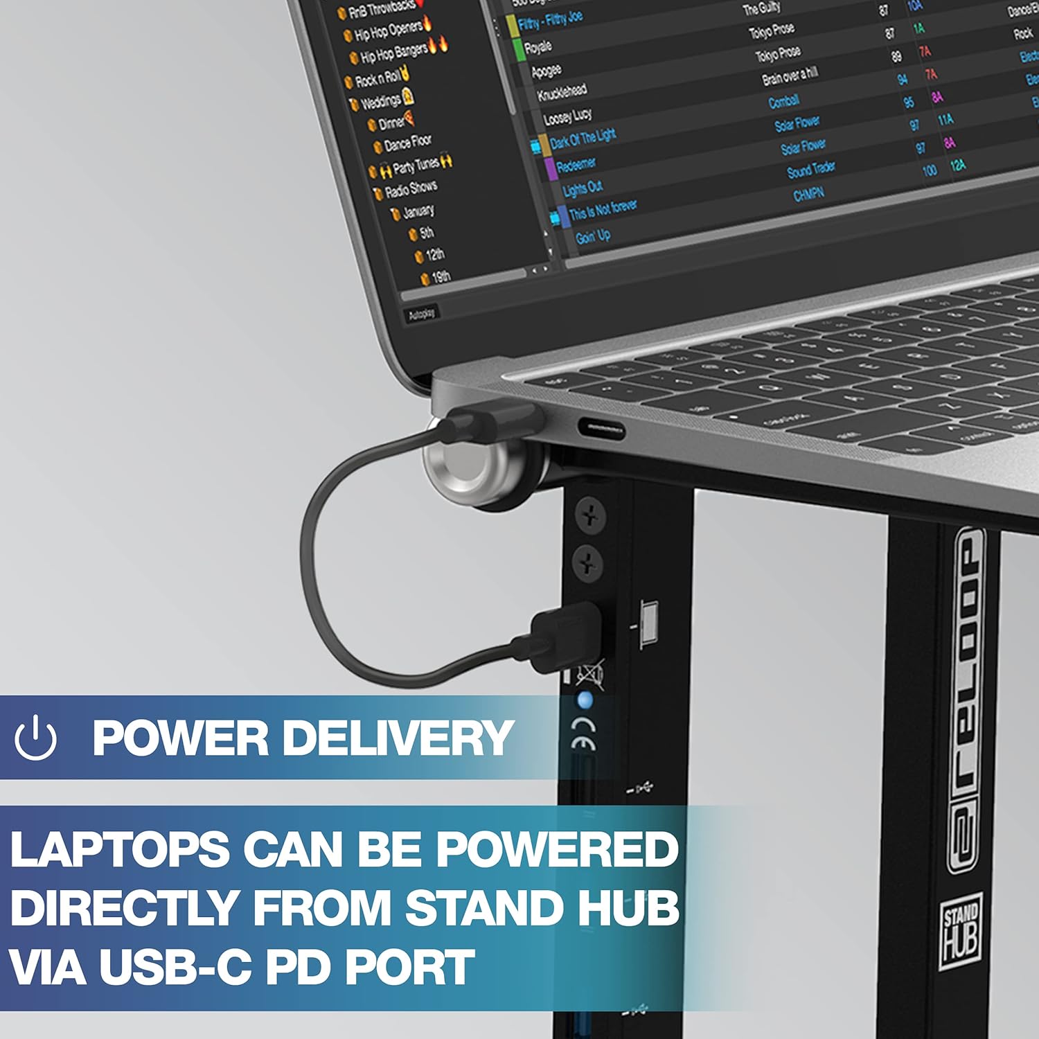 Reloop Advanced Laptop Stand with USB-C PD Hub (AMS, black (AMS-STAND-HUB)