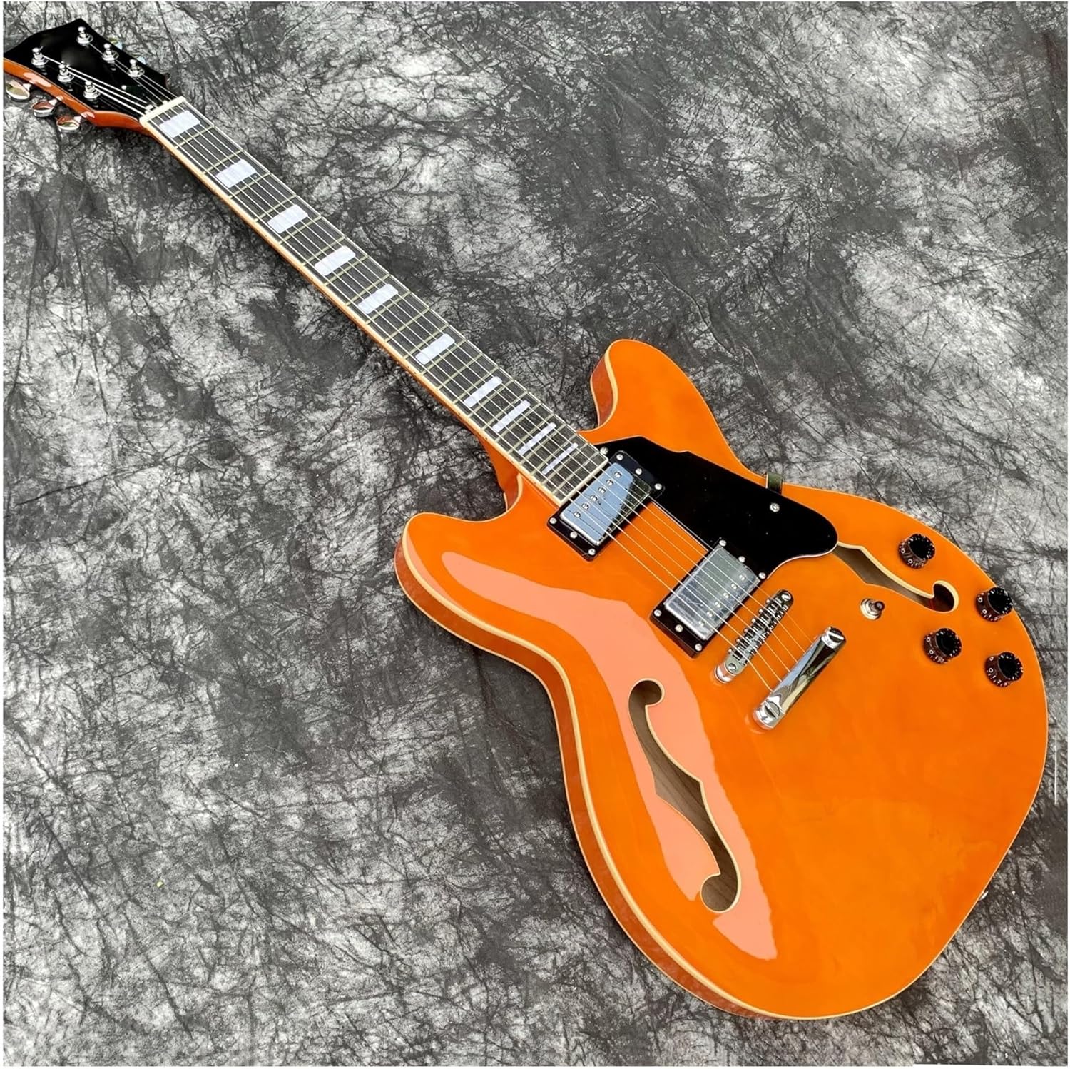 Beginner Electric Guitar Kits Original Transparent Orange Semi Hollow Jazz Electric Guitar For Performance