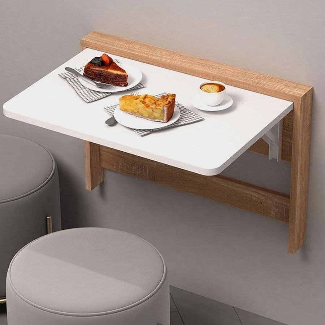 Multi-Color Wall Mounted Folding Table Hanging Desk Foldable Office Desk Study Table for Small Spaces & Home Office Practical(White,63cm)